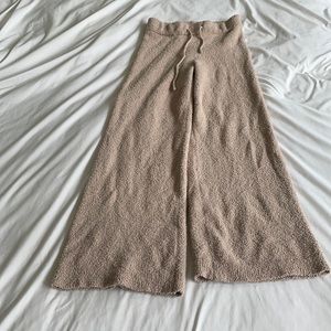 Cream plush wide leg pants
